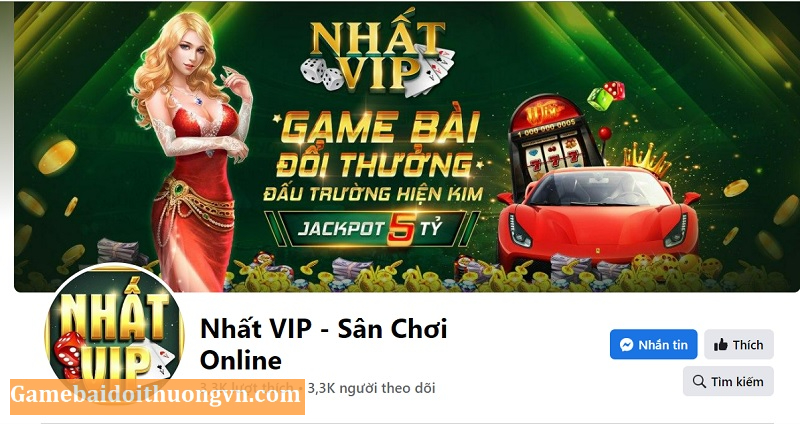 Trang facebook chính thống của cổng game Nhatvip